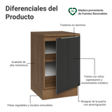 Bajo Mesada de Cocina 50 cm 1 Puerta (Con Mesada) Marrón/Negro Lux Madesa
