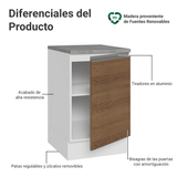 Bajo Mesada 50cm 1 Puerta Blanco/Marrón Glamy Madesa