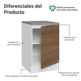 Bajo Mesada 50cm 1 Puerta, Blanco/Marrón Stella Madesa