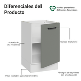 Bajo Mesada 50cm 1 Puerta (Sin Mesada) Blanco/Gris Agata Madesa