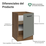 Bajo Mesada 50cm 1 Puerta (Sin Mesada) Marrón/Gris Agata Madesa