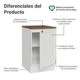 Bajo Mesada 50cm 1 puerta Blanco Marrón Vik Top Madesa
