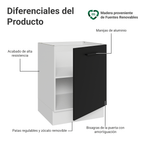 Bajo Mesada 60 cm 1 Puerta Sin Mesada Blanco/Negro Agata Madesa