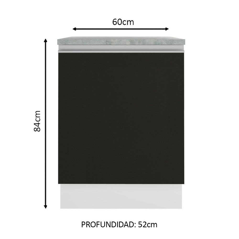 Bajo Mesada 60 cm Con 1 Puerta Glamy Blanco/Negro