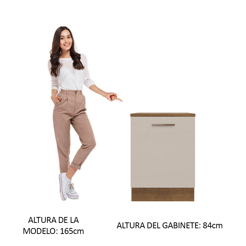 Bajo Mesada 60 cm 1 Puerta Agata Marrón/Crema