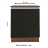 Bajo Mesada 60 cm Con 1 Puerta Glamy Marrón/Negro