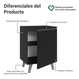 Bajo Mesada de Cocina 60 cm 1 Puerta con Patas Negro Nice Madesa