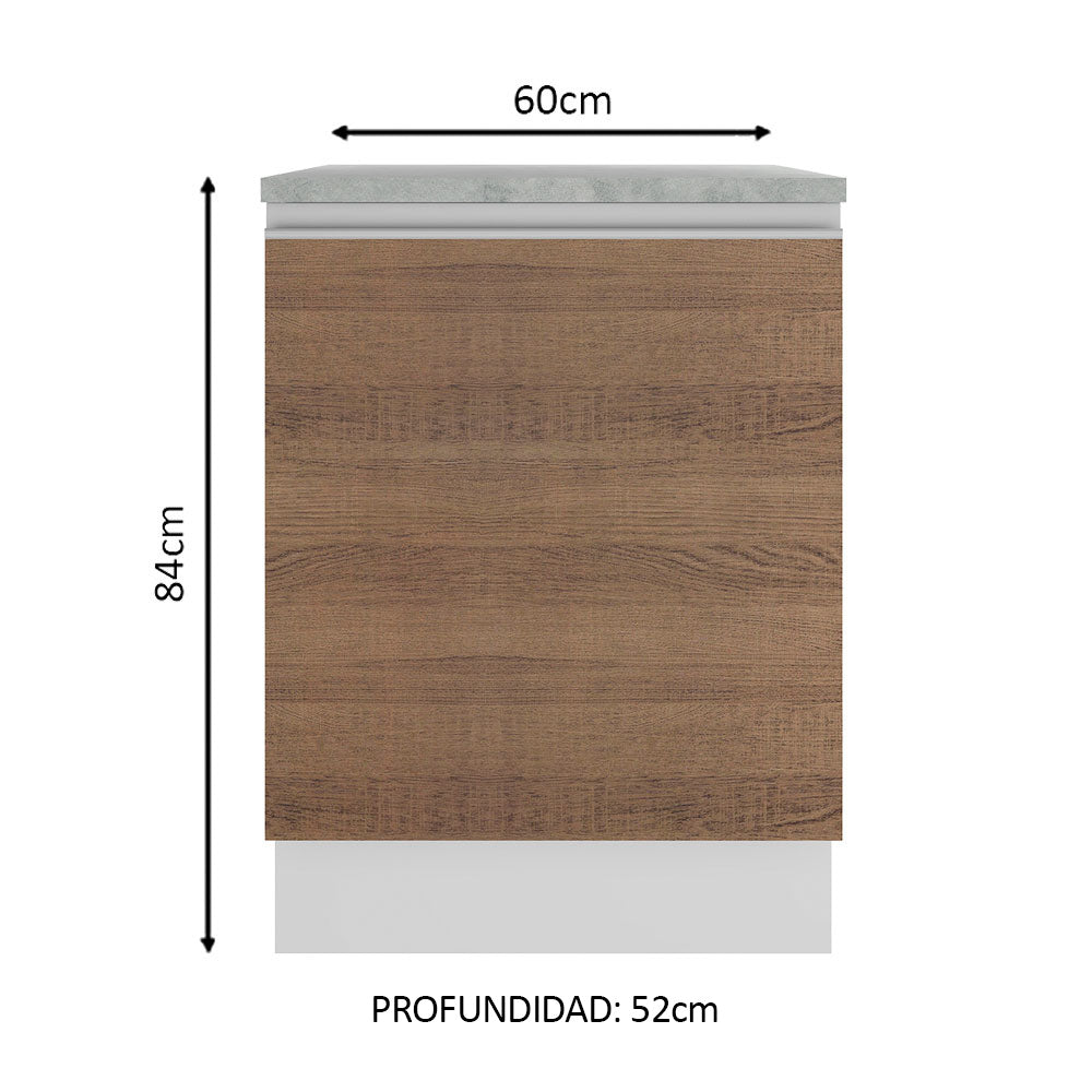 Bajo Mesada 60 cm 1 Puerta Glamy Blanco/Marrón
