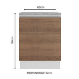 Bajo Mesada 60 cm 1 Puerta Glamy Blanco/Marrón