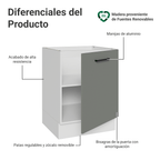 Bajo Mesada 60 cm 1 Puerta Sin Mesada Blanco/Gris Agata Madesa