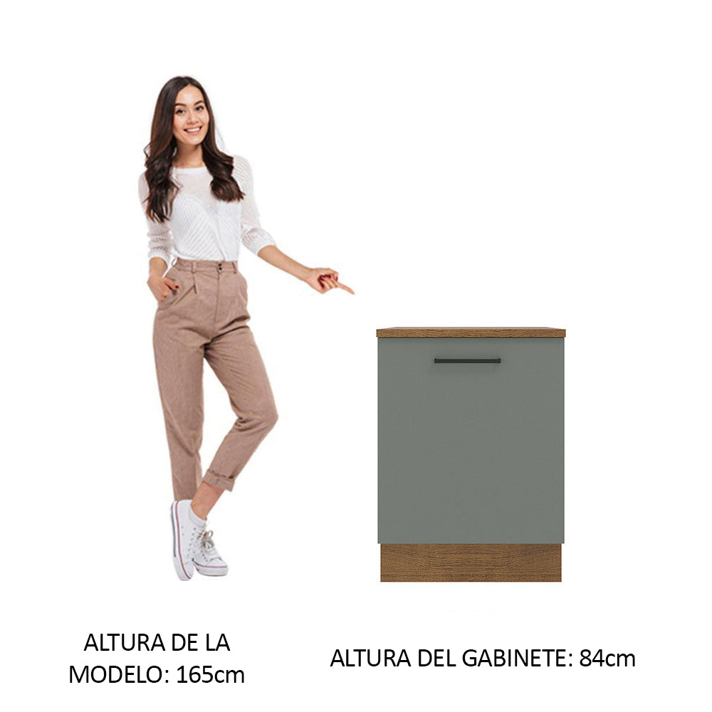 Bajo Mesada 60 cm Sin cajones 1 Puerta Agata Marrón/Gris