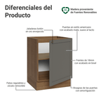 Bajo Mesada 60 cm 1 Puerta Sin Mesada Marrón/Gris Vik Madesa
