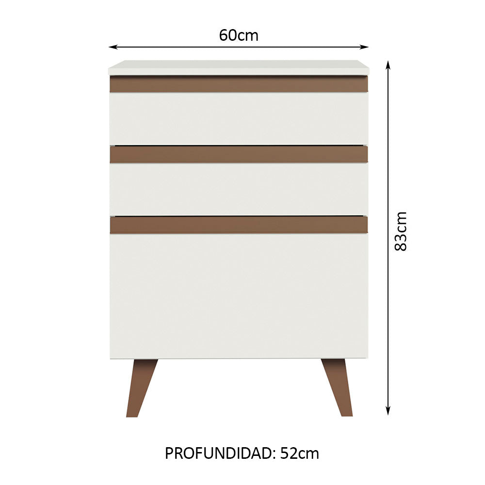 Bajo Mesada Reims 60 cm 3 Cajones Blanco