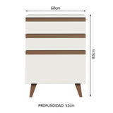 Bajo Mesada Reims 60 cm 3 Cajones Blanco
