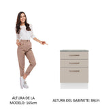 Bajo Mesada 60 cm 3 Cajones Agata Blanco/Crema