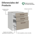 Bajo Mesada 60 cm 3 Cajones Sin Mesada Blanco/Crema Agata Madesa