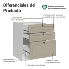 Bajo Mesada 60 cm 3 Cajones Sin Mesada Blanco/Crema Vik Madesa