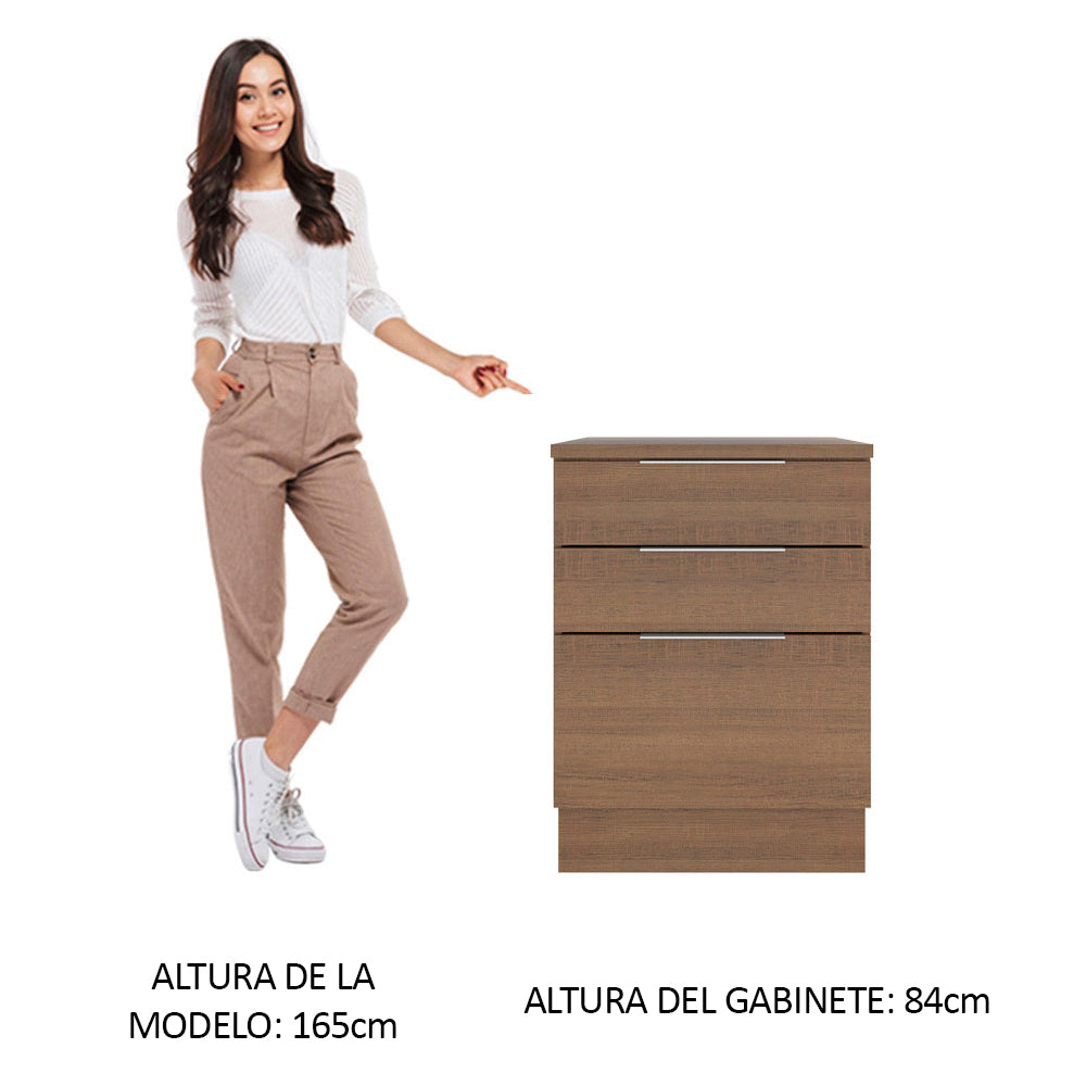 Bajo Mesada Cocina 60 cm 3 Cajones Marrón Stella Madesa