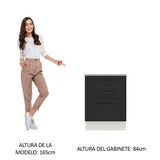 Bajo Mesada 60 cm 3 Cajones Agata Blanco/Negro