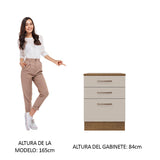 Bajo Mesada 60 cm 3 Cajones Agata Marrón/Crema