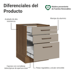 Bajo Mesada 60 cm 3 Cajones Sin Mesada Marrón/Crema Agata Madesa