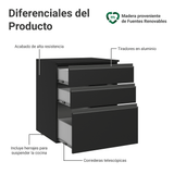 Bajo Mesada de Cocina 60 cm 3 Cajones Flotante Negro Nice Madesa