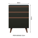 Bajo Mesada Reims 60 cm 3 Cajones Negro