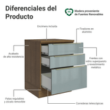 Bajo Mesada de Cocina 60 cm 3 Cajones Marrón/Gris Lux Madesa