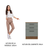 Bajo Mesada 60 cm 3 Cajones Agata Marrón/Gris