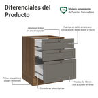 Bajo Mesada 60 cm 3 Cajones Sin Mesada Marrón/Gris Vik Madesa