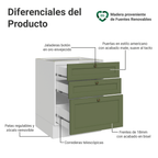 Bajo Mesada 60 cm 3 Cajones Sin Mesada Blanco/Verde Vik Madesa
