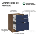 Bajo Mesada 60 cm 3 Cajones Sin Mesada Marrón/Azul Vik Madesa