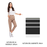 Bajo Mesada Cocina 100% MDF 60 cm 3 Cajones Blanco/Negro Acordes Madesa