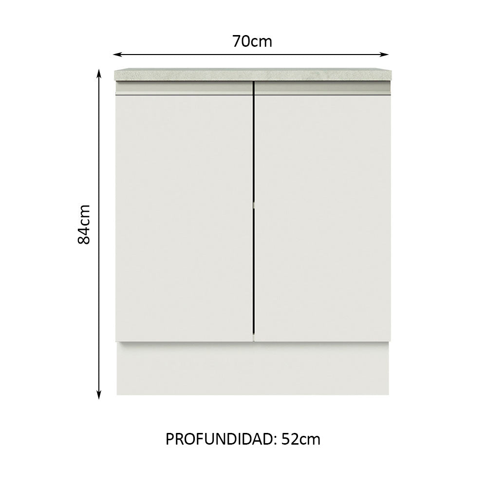 Bajo Mesada 70 cm 2 Puertas Glamy Blanco