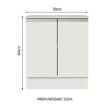 Bajo Mesada 70 cm 2 Puertas Glamy Blanco