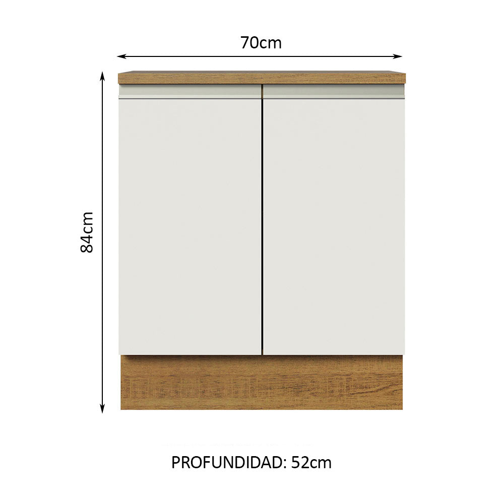 Bajo Mesada 70 cm 2 Puertas Glamy Marrón/Blanco