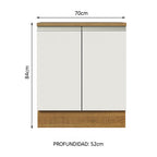 Bajo Mesada 70 cm 2 Puertas Marrón/Blanco Glamy Madesa
