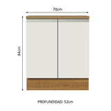 Bajo Mesada 70 cm 2 Puertas Glamy Marrón/Blanco
