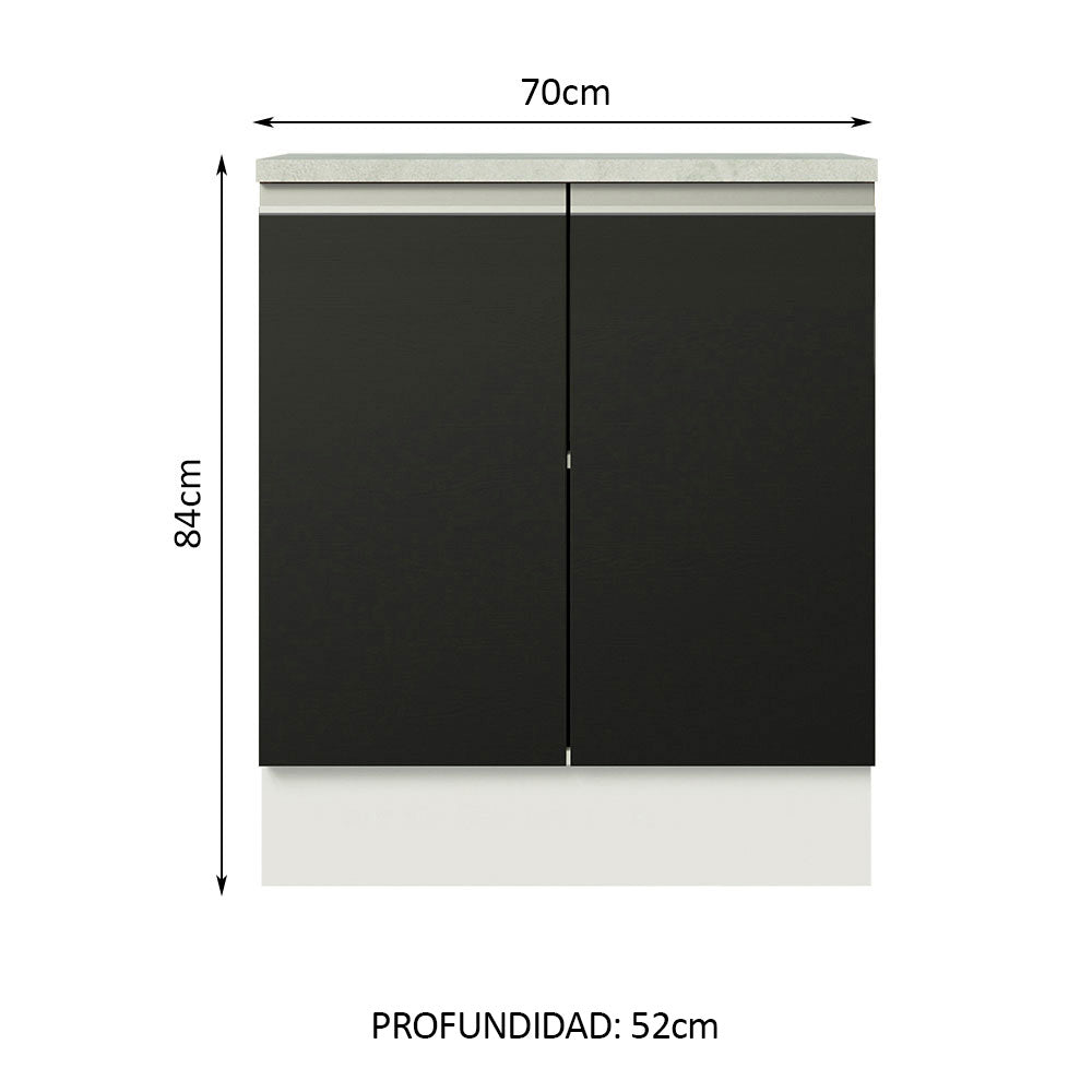 Bajo Mesada 70 cm 2 Puertas Blanco/Negro Glamy