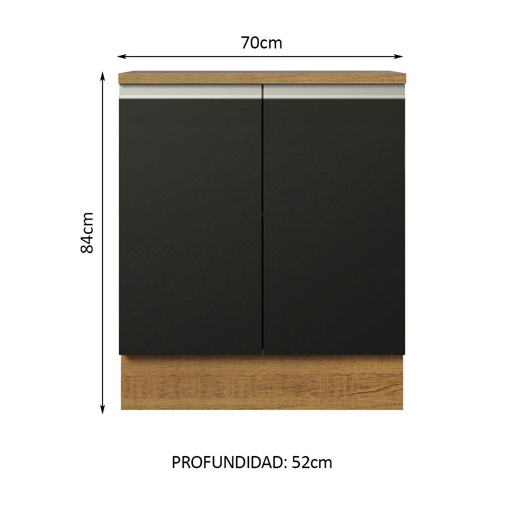 Bajo Mesada 70 x 52 cm 2 Puertas Marrón/Negro Glamy Madesa