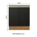 Bajo Mesada 70 x 52 cm 2 Puertas Marrón/Negro Glamy Madesa
