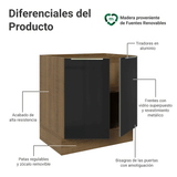 Bajo Mesada de Cocina 70 cm 2 Puetas (Sin Mesada) Marrón/Negro Lux Madesa