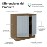 Bajo Mesada de Cocina 70 cm 2 Puetas Marrón/Gris Lux Madesa