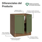 Bajo Mesada 70 cm 2 Puertas Sin Mesada Marrón/Verde Vik Madesa