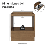 Mueble para Horno/Microondas 70 cm 1 Cajón (Sin mesada) Marrón Madesa