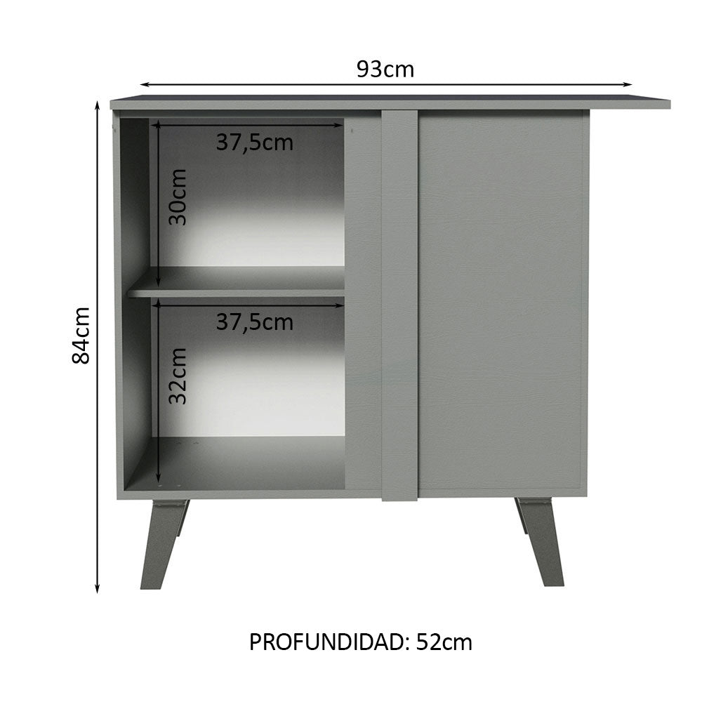 Bajo Mesada 93 cm Sin cajones 1 Puerta Nice Gris