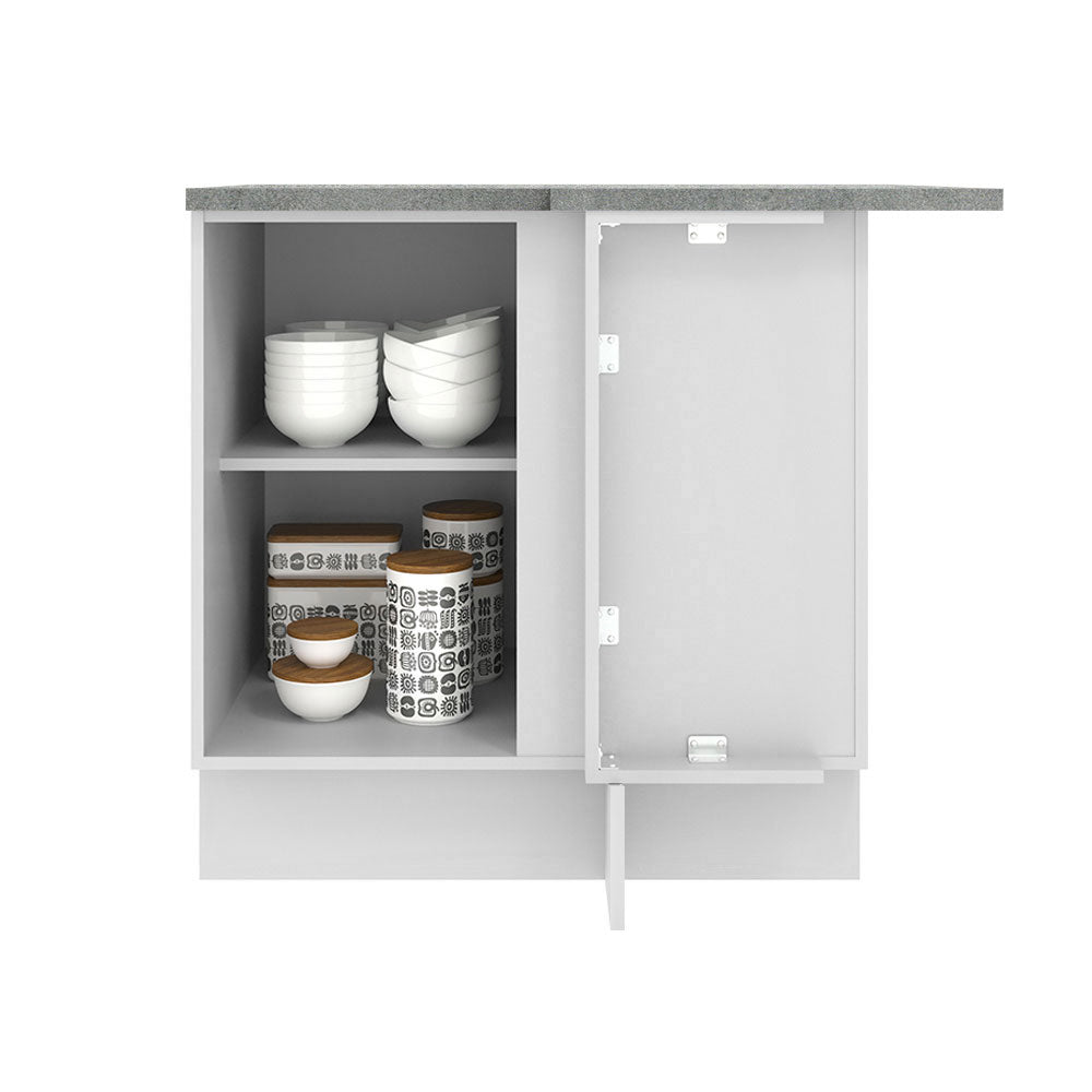 Bajo Mesada Esquinero 1 Puerta Agata Blanco/Crema