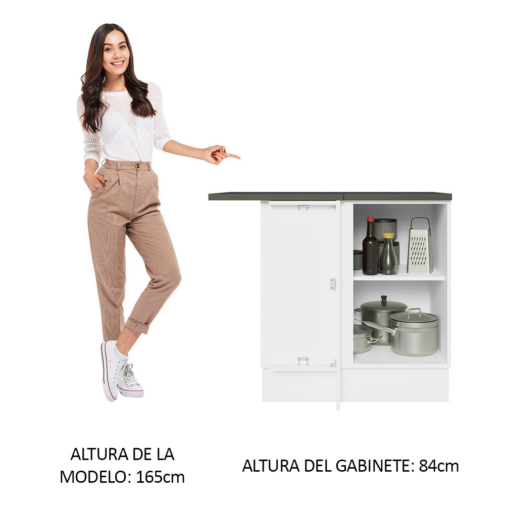 Bajo Mesada Cocina Esquinera 100% MDF 1 Puerta Blanco/Marrón Acordes Madesa