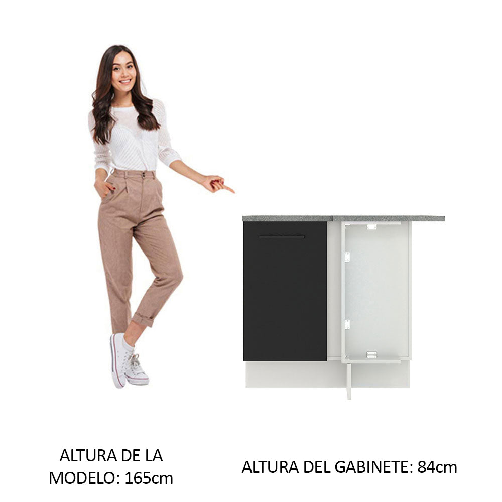 Bajo Mesada 94 cm Sin cajones 1 Puerta Agata Blanco/Negro