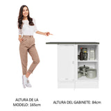Bajo Mesada Cocina Esquinera 100% MDF 1 Puerta Blanco/Negro Acordes Madesa